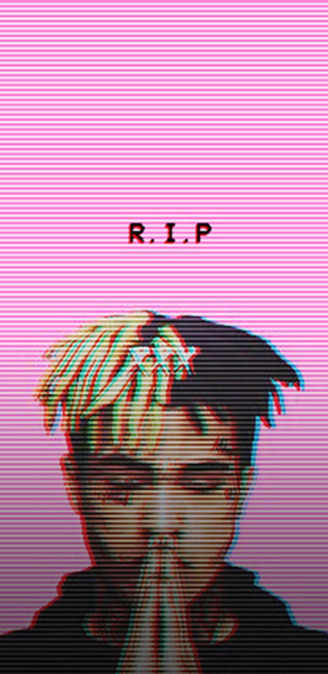 XX Tentacion, pink striped background, glitchy portrait, Full HD Phone Wallpaper