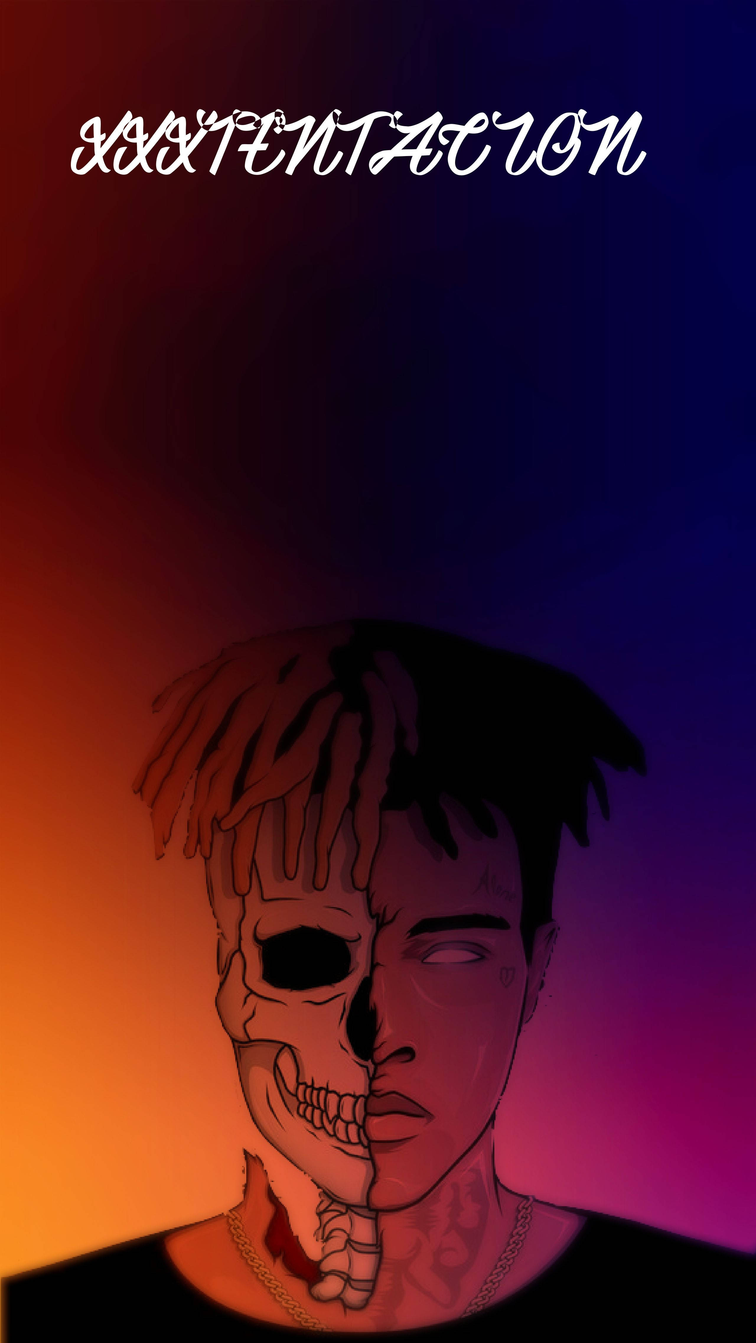 XX Tentacion, half skull face, dreadlocks, 4K Phone Wallpaper