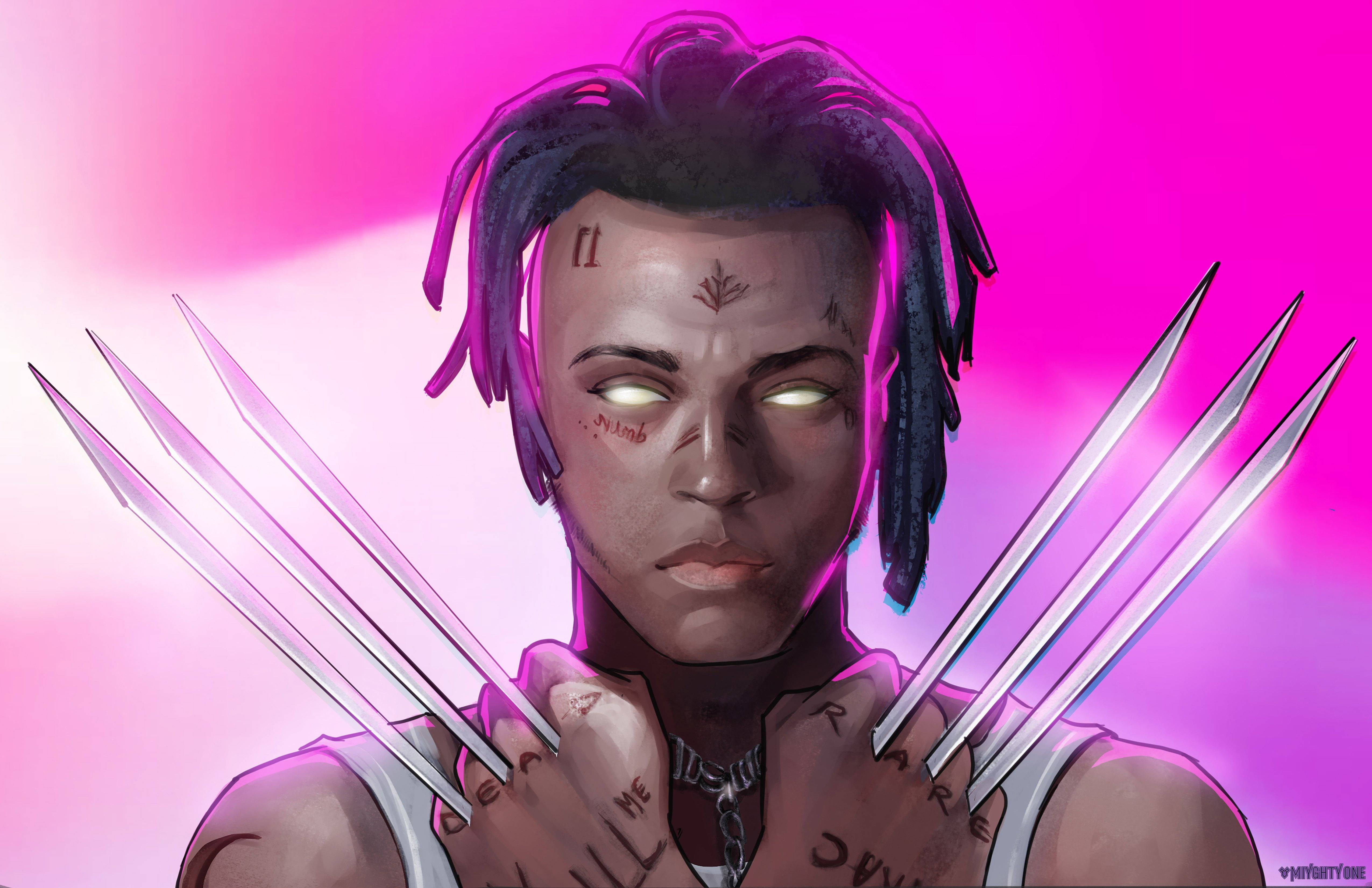 3D Wolverine, XX Tentacion, glowing eyes, 4K Desktop Wallpaper