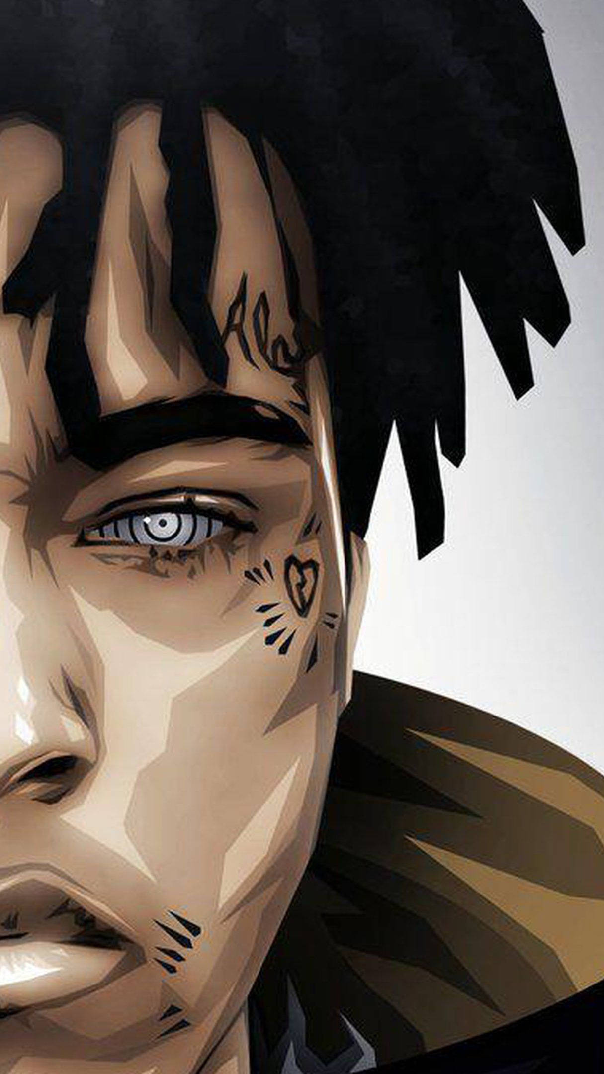 XXXTentacion Aesthetic, half face art, blue eyes, Full HD Phone Wallpaper