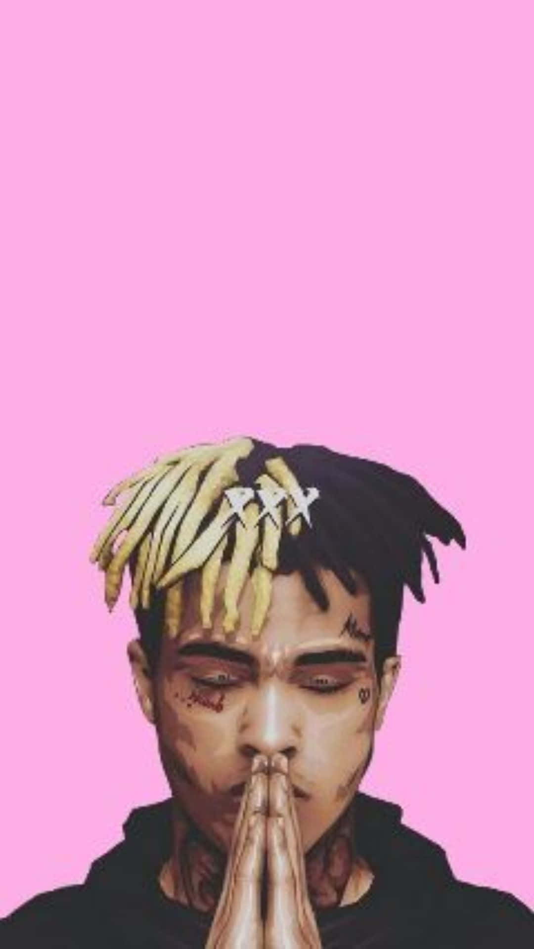 Xxxtentacion, yellow and black dreadlocks, clasping hands in prayer, Full HD Phone Wallpaper