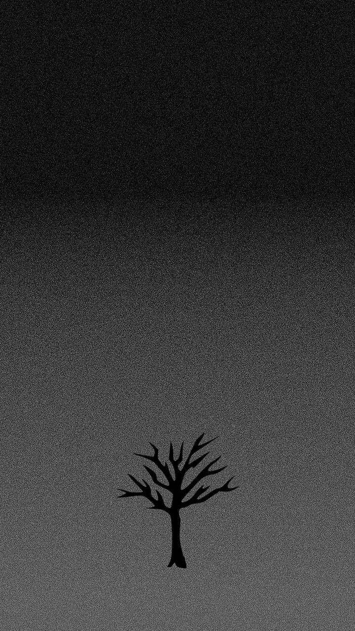 leafless tree, black silhouette, gradient gray sky, HD Phone Wallpaper