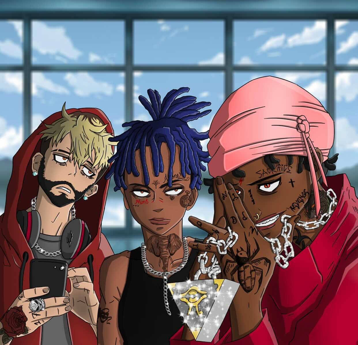 XXXTentacion, anime cartoon, rapper gang, SD Desktop Wallpaper
