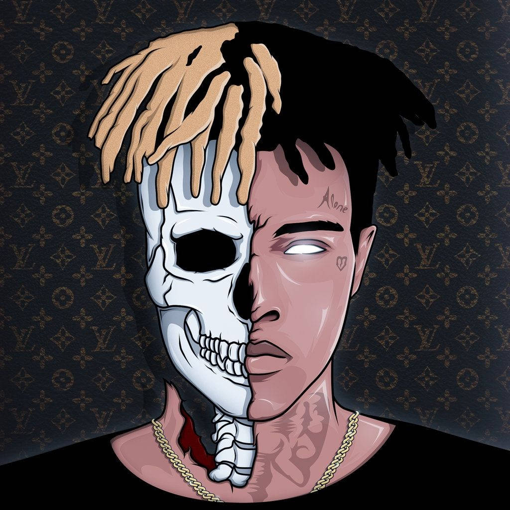 XXXTentacion, anime cartoon, skeleton, SD Desktop Wallpaper