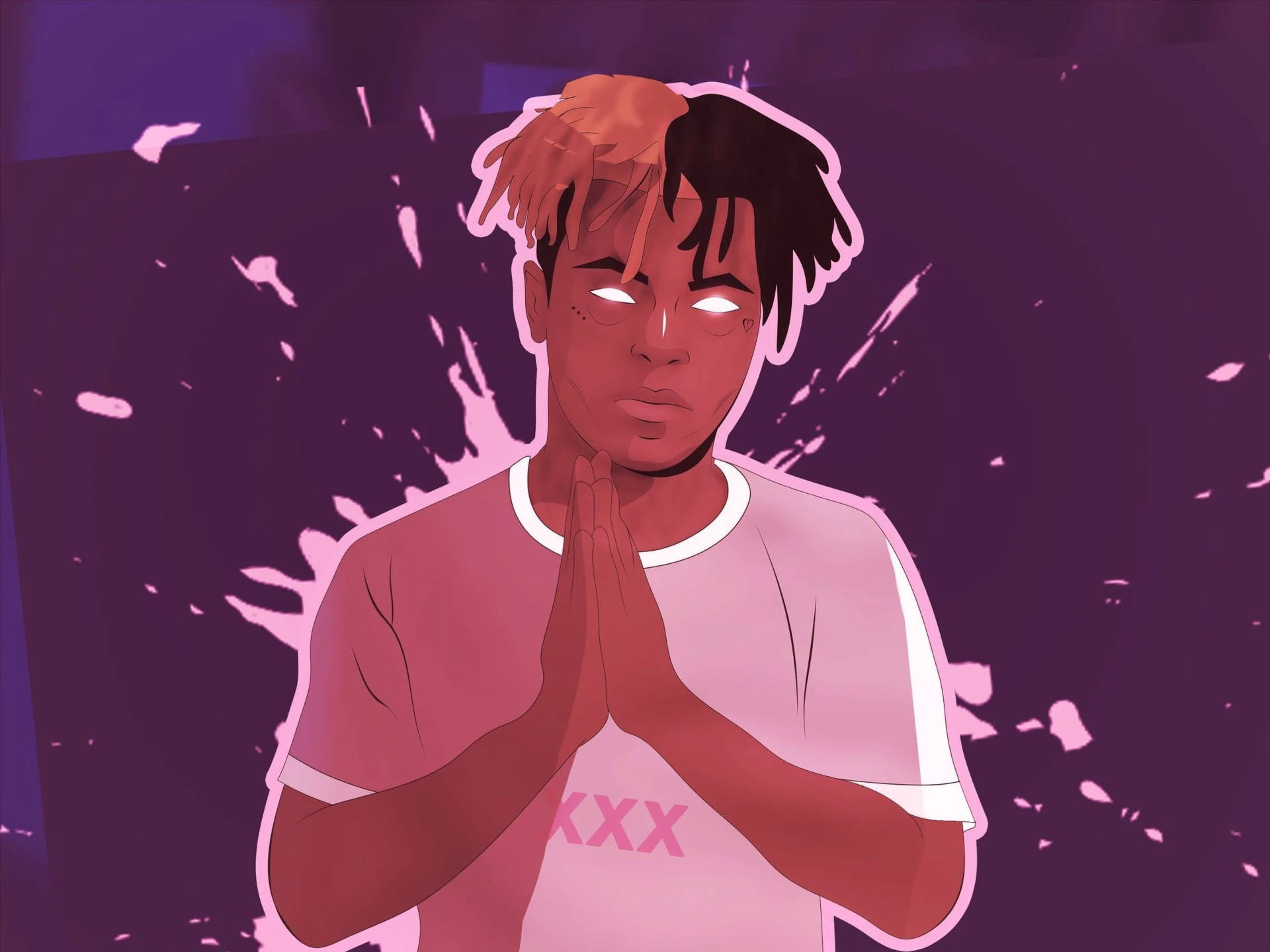 XXXTentacion, anime cartoon, prayer position, Full HD Desktop Wallpaper