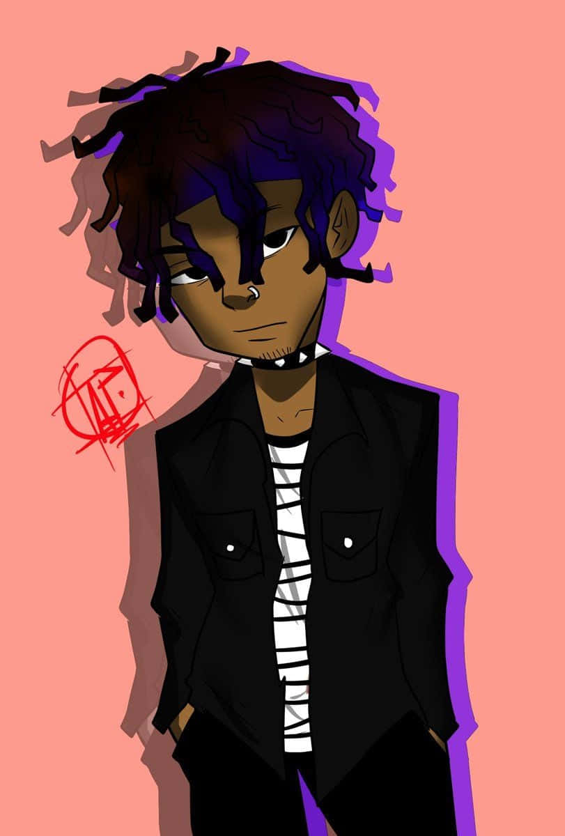XXXTentacion, anime character, purple-tinted dreadlocks, SD Phone Wallpaper