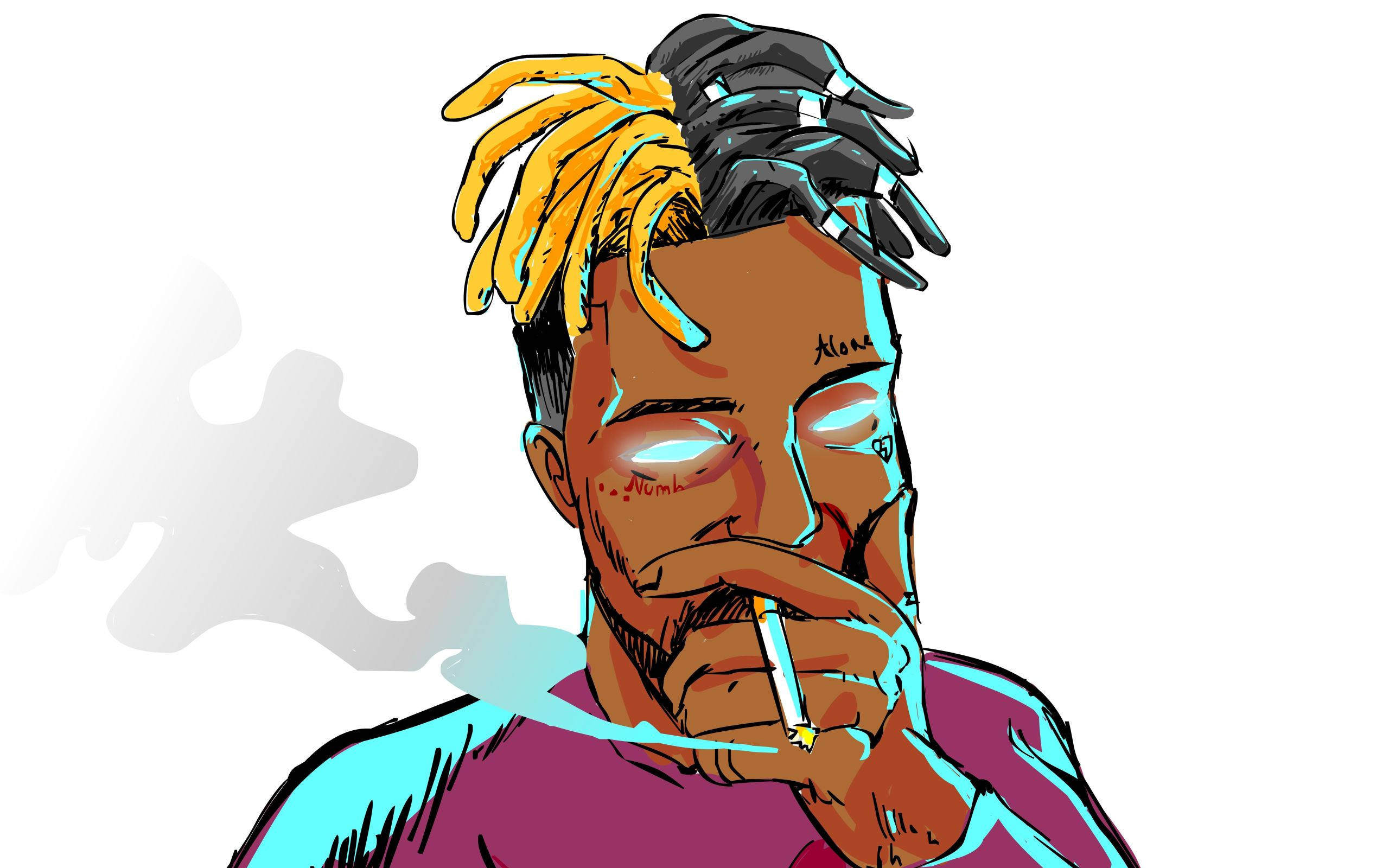 Xxxtentacion, anime, cigarette, 2K Desktop Wallpaper