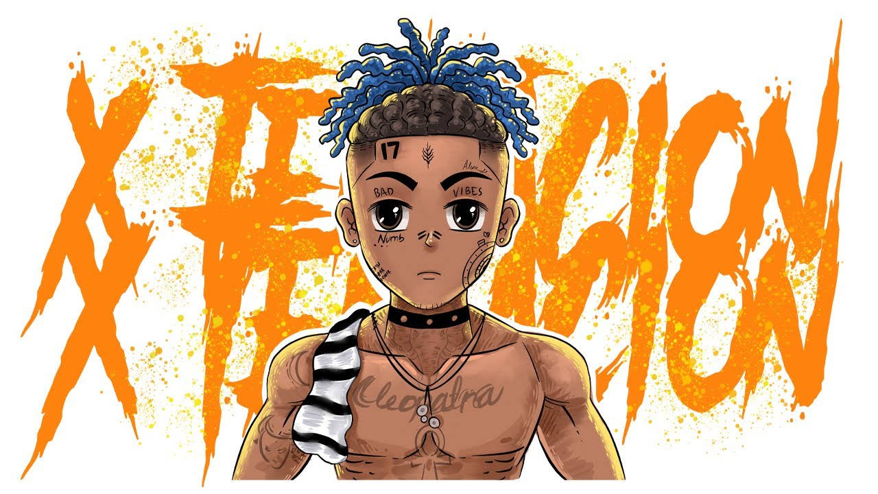 Xxxtentacion Anime, blue dreadlocks, tattoos, HD Desktop Wallpaper