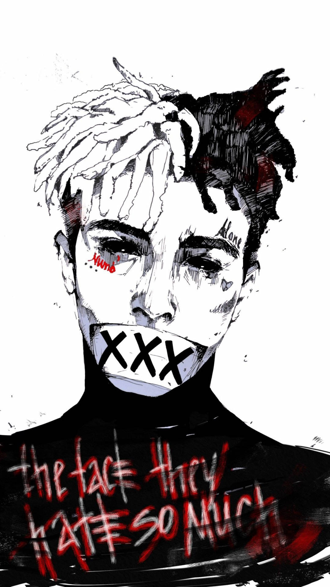 Xxxtentacion, dreadlocks, gag over his mouth, Full HD Phone Wallpaper