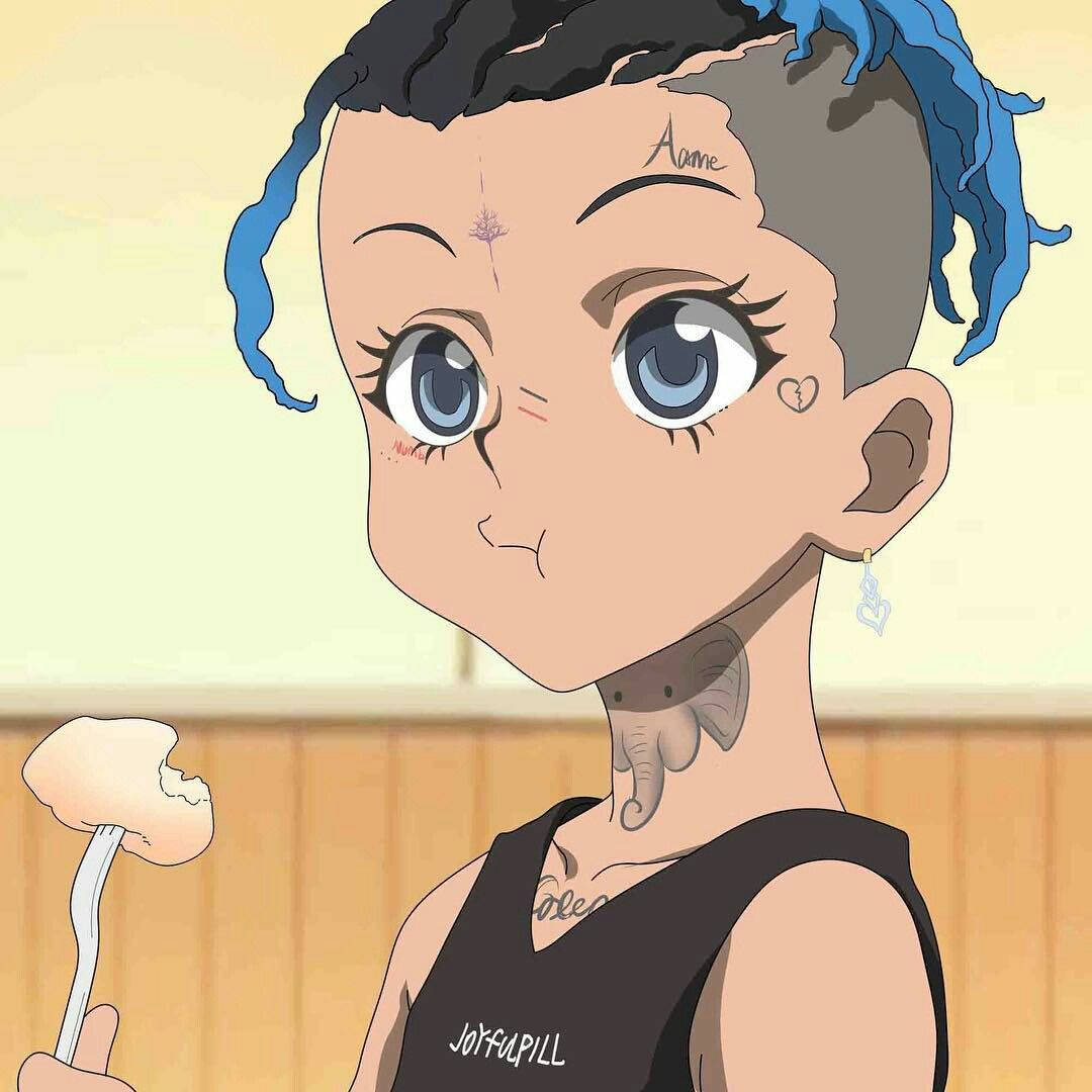 Xxxtentacion Anime, elephant tattoo, blue-dyed hair, SD Desktop Wallpaper