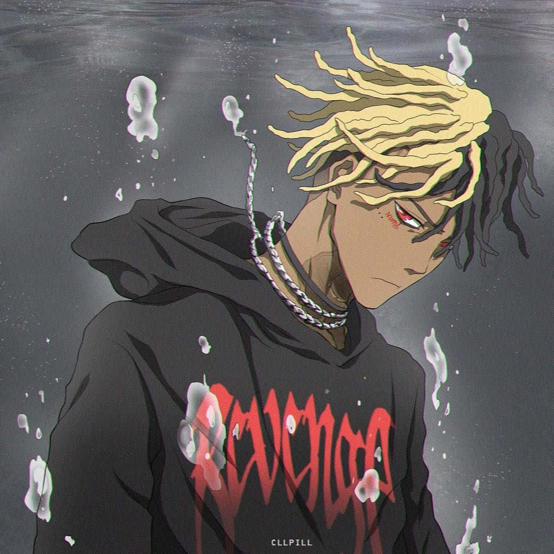 XXXTentacion, anime rapper, spiky blonde hair, SD Desktop Wallpaper