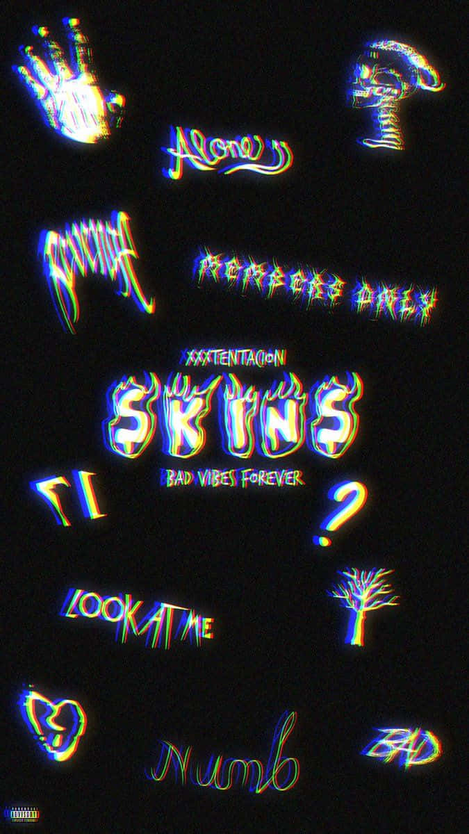 XXXTentacion Bad, neon graffiti, black background, SD Phone Wallpaper