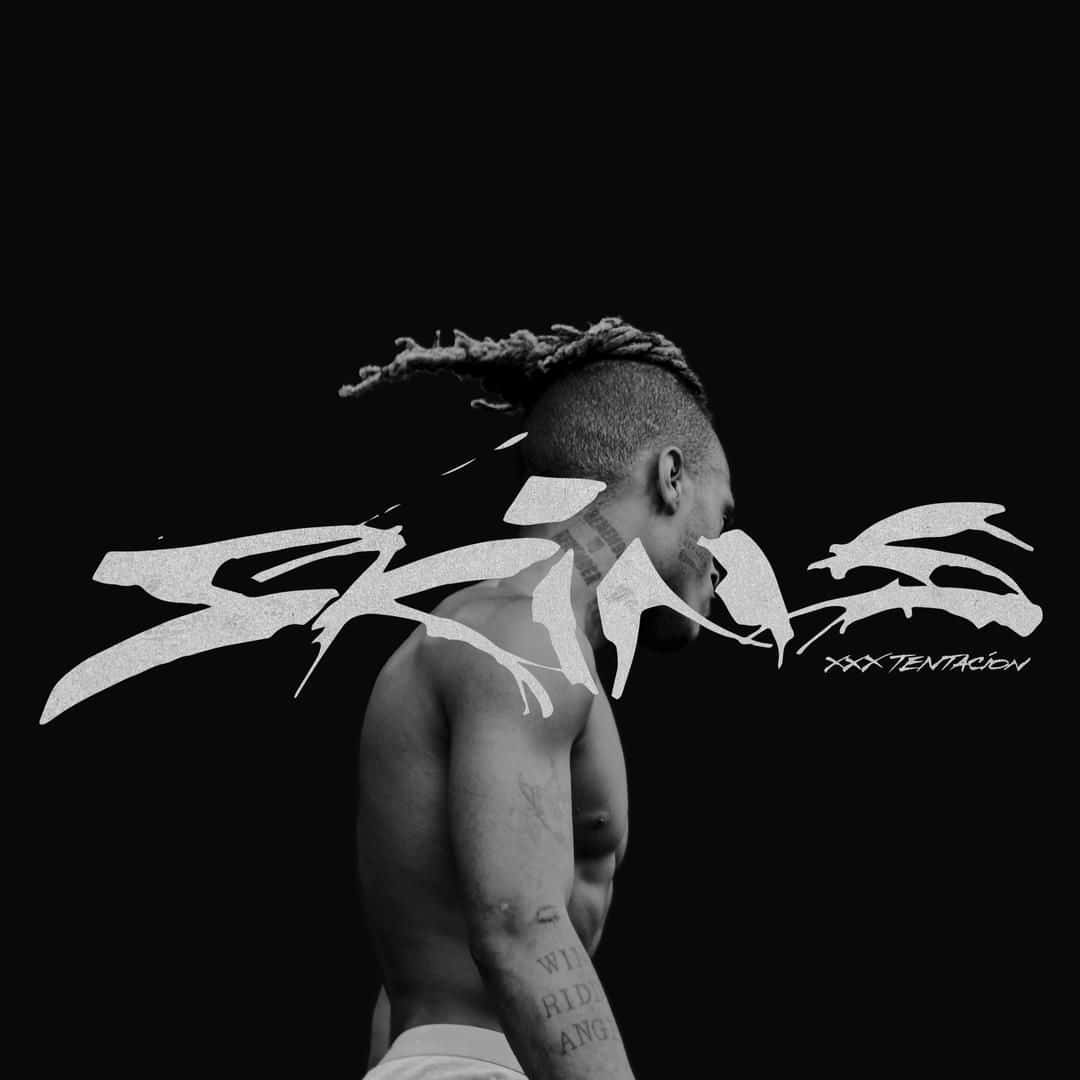 Skins album cover, XXXTentacion Bad, black and white portrait, SD Desktop Wallpaper