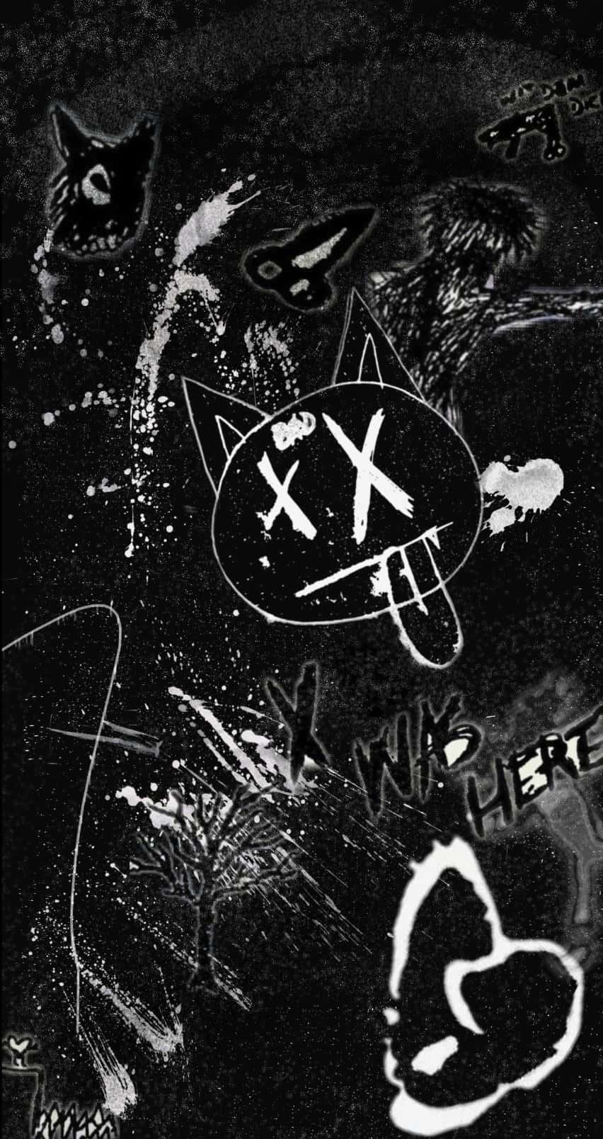 XXXTentacion Bad, white chalk art, graffiti wall, HD Phone Wallpaper