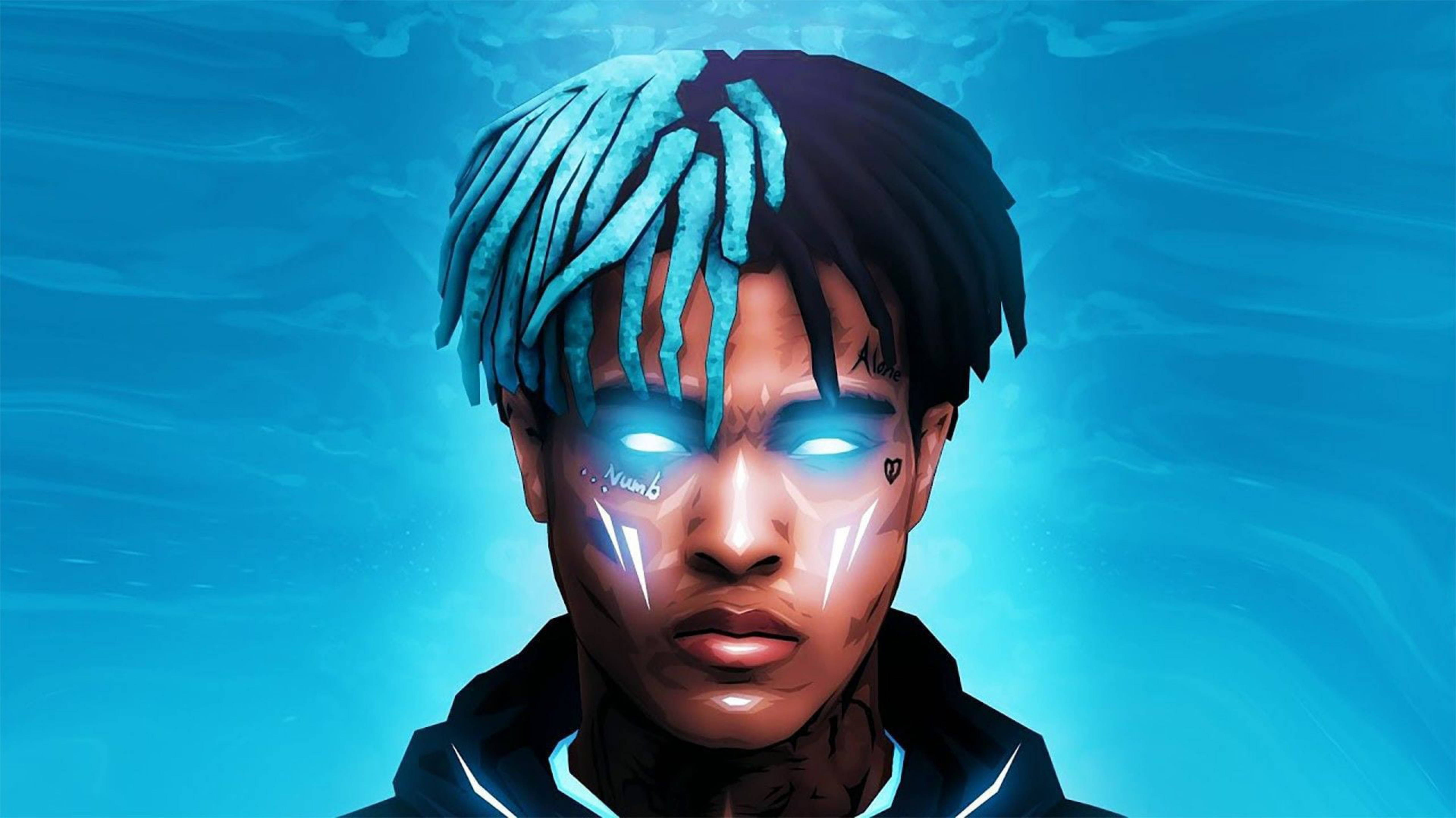 XXXTentacion, blue eyes, blue-tinted dreadlocks, 5K Desktop Wallpaper