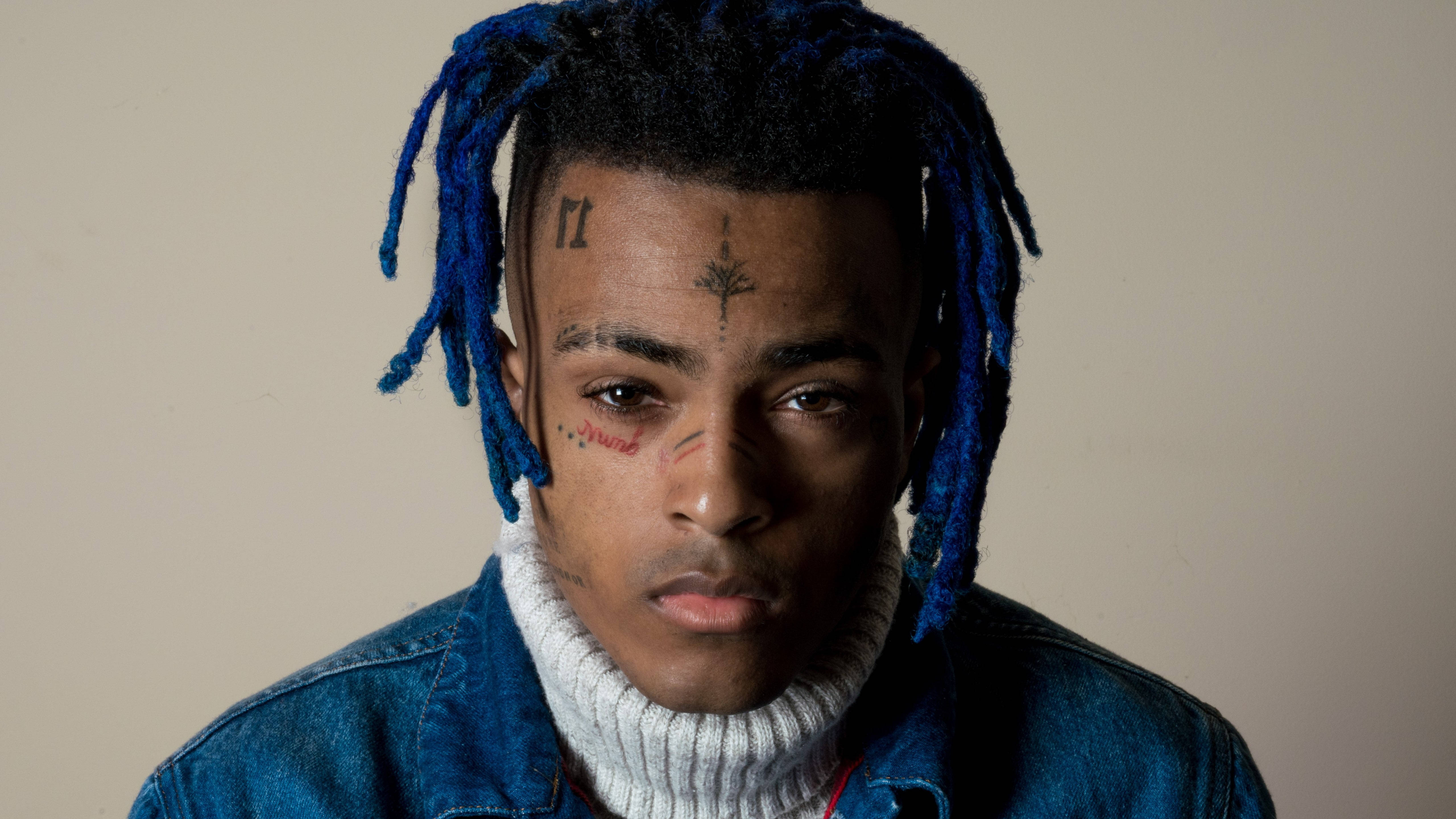 XXXTentacion, blue dreadlocks, denim jacket, 5K Desktop Wallpaper