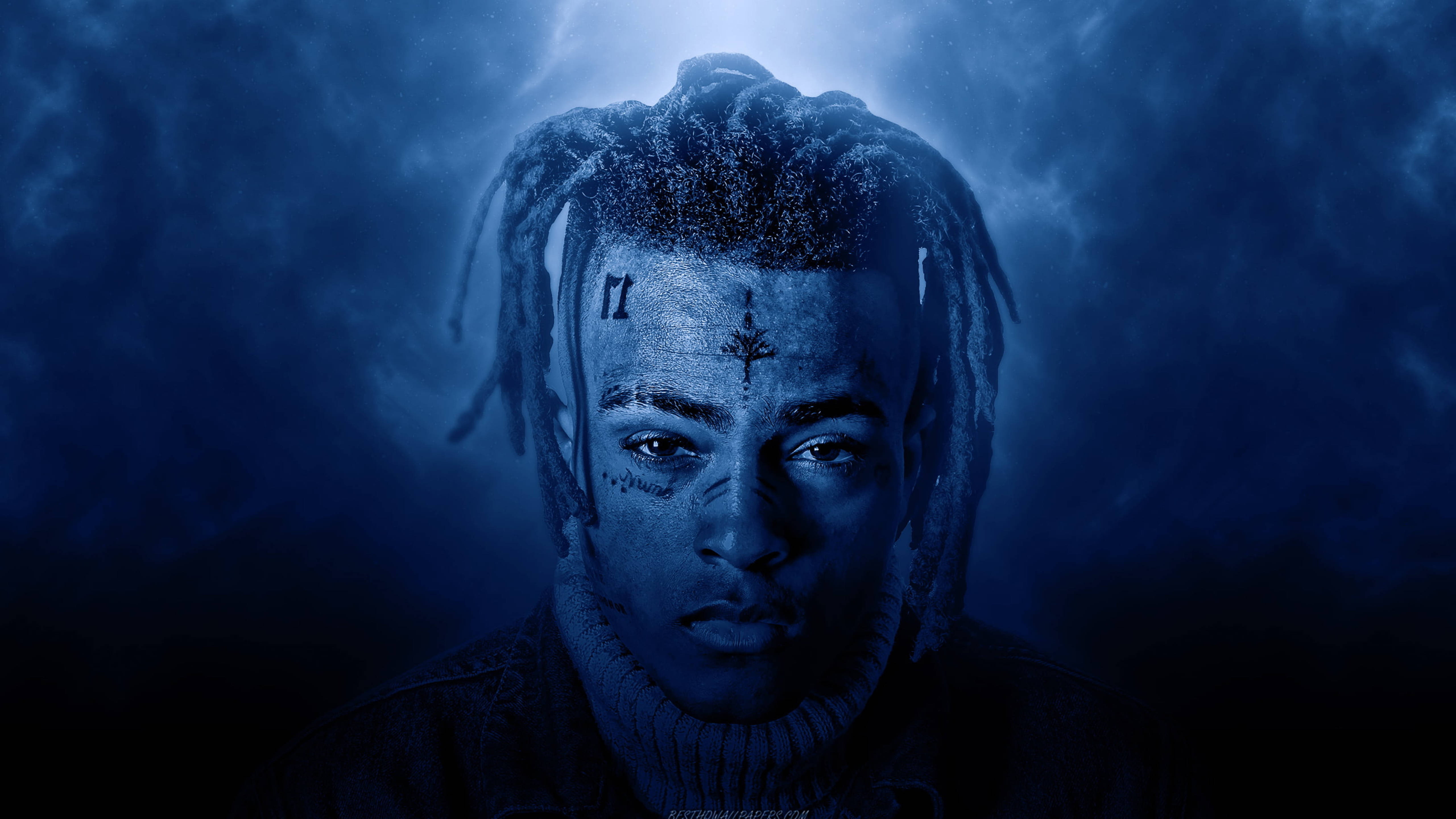 XXXTentacion Blue, dreadlocks, face tattoos, 5K Desktop Wallpaper