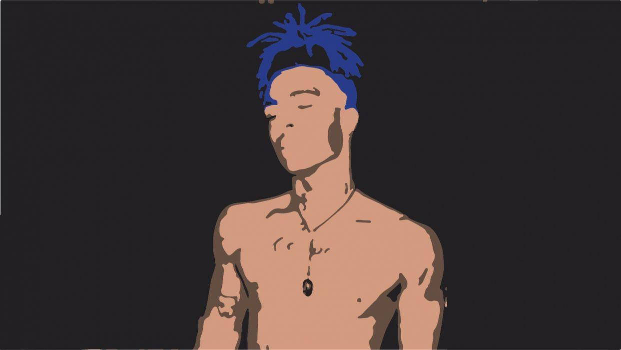 Xxxtentacion, blue hair, topless, SD Desktop Wallpaper