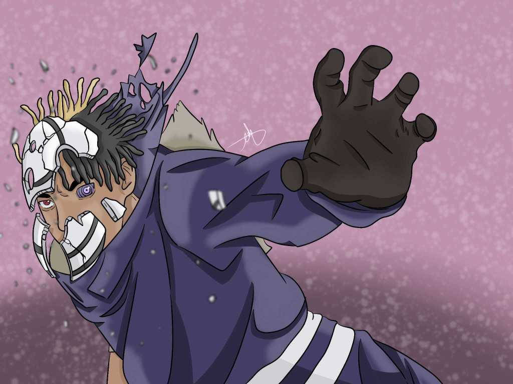 Xxxtentacion Cartoon, red eyes, broken mask, SD Desktop Wallpaper