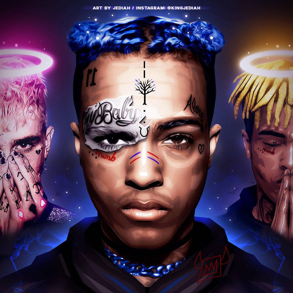 xxxtentacion, blue hair, tattoos, SD Desktop Wallpaper