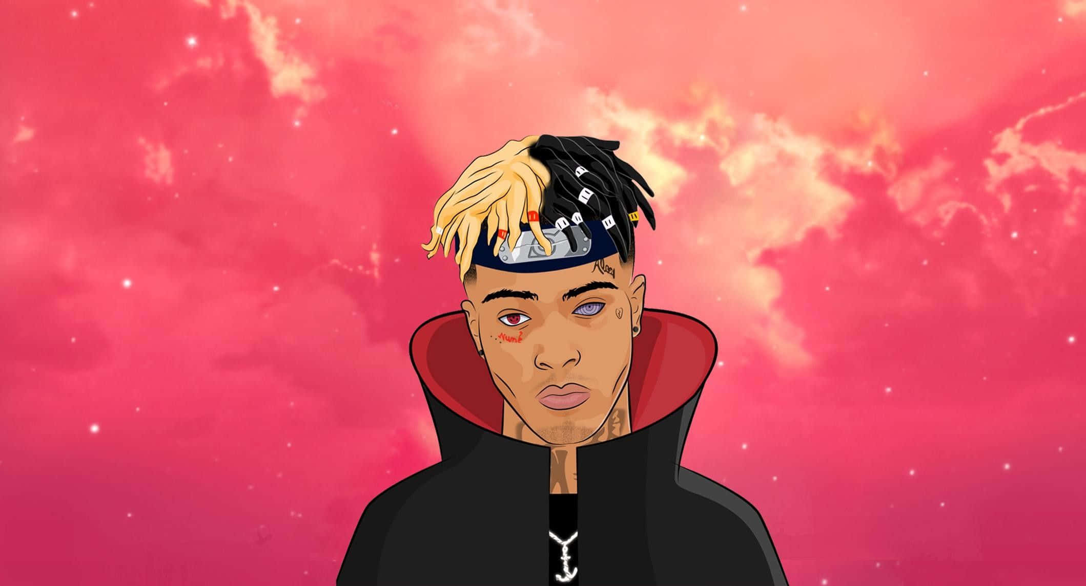 XXXTENTACION, laptop, two-toned hair, Full HD Desktop Wallpaper