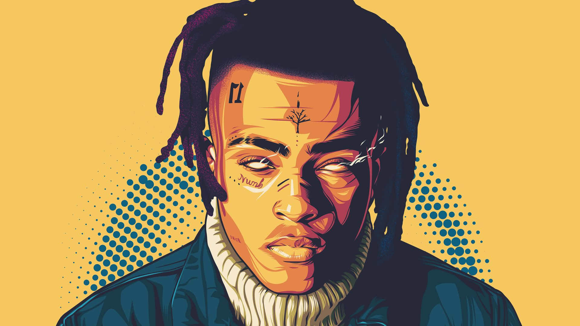 XXXTentacion, laptop, yellow background, Full HD Desktop Wallpaper