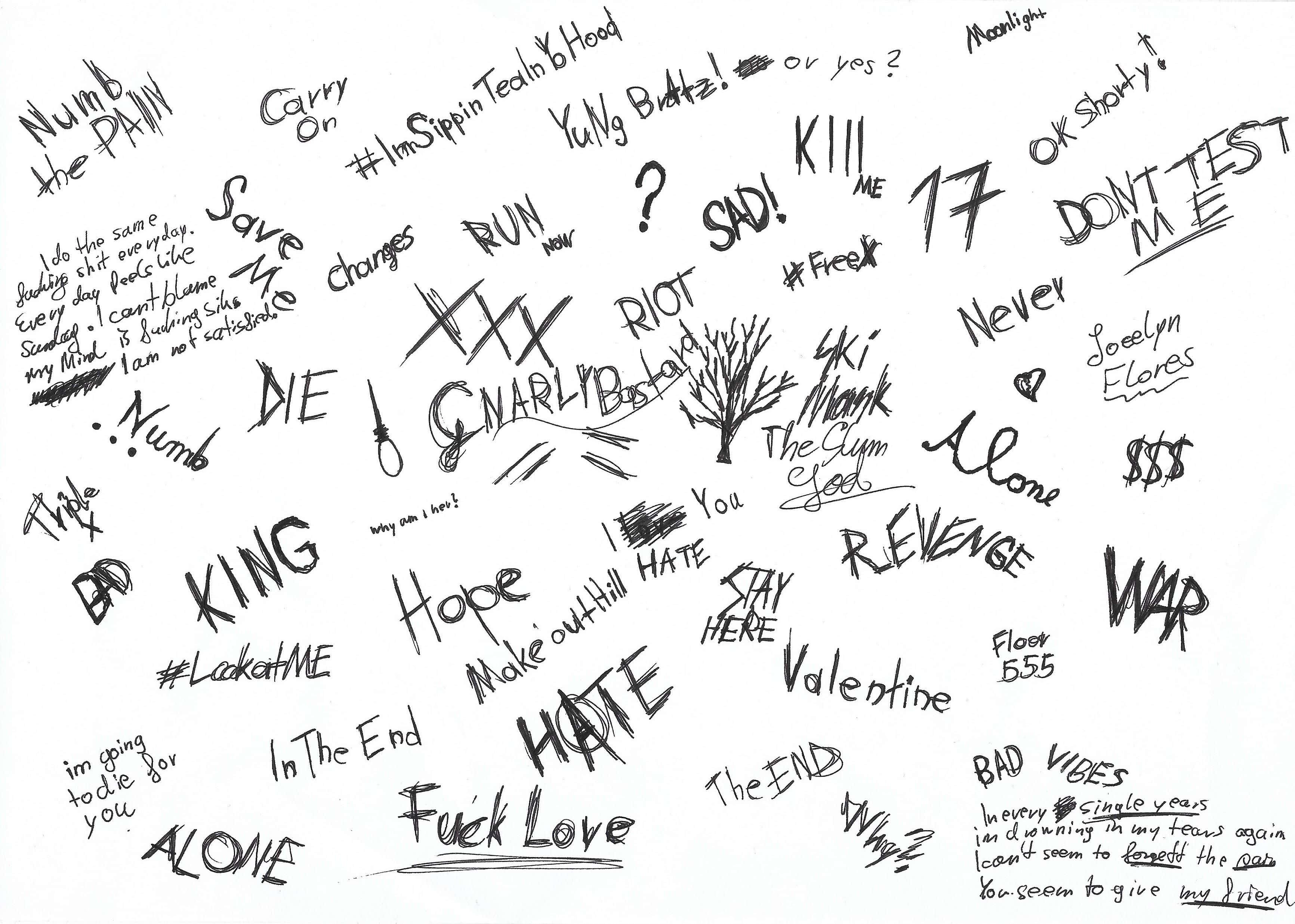Xxxtentacion, laptop, black ink, 2K Desktop Wallpaper