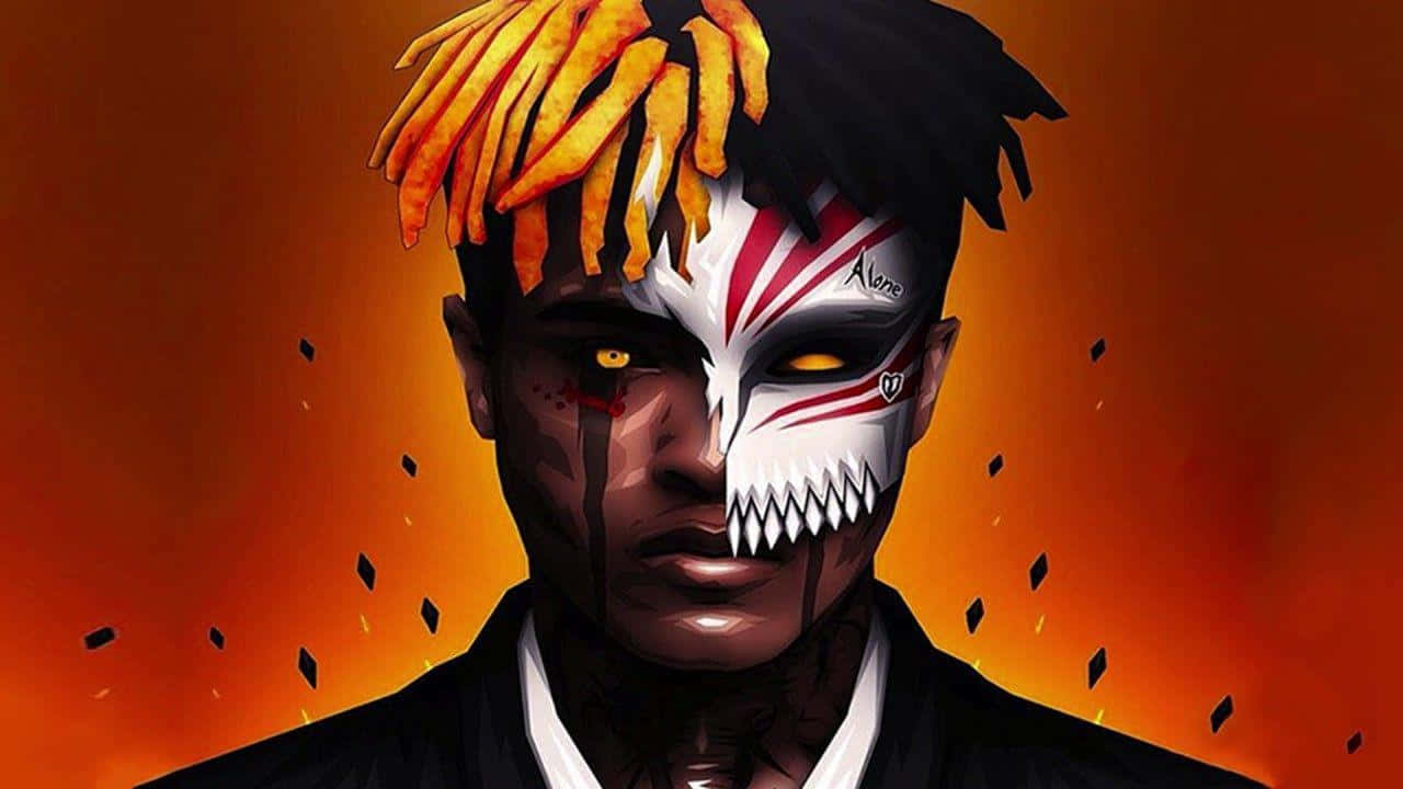 XXXTentacion, anime character, fiery orange dreadlocks, HD Desktop Wallpaper