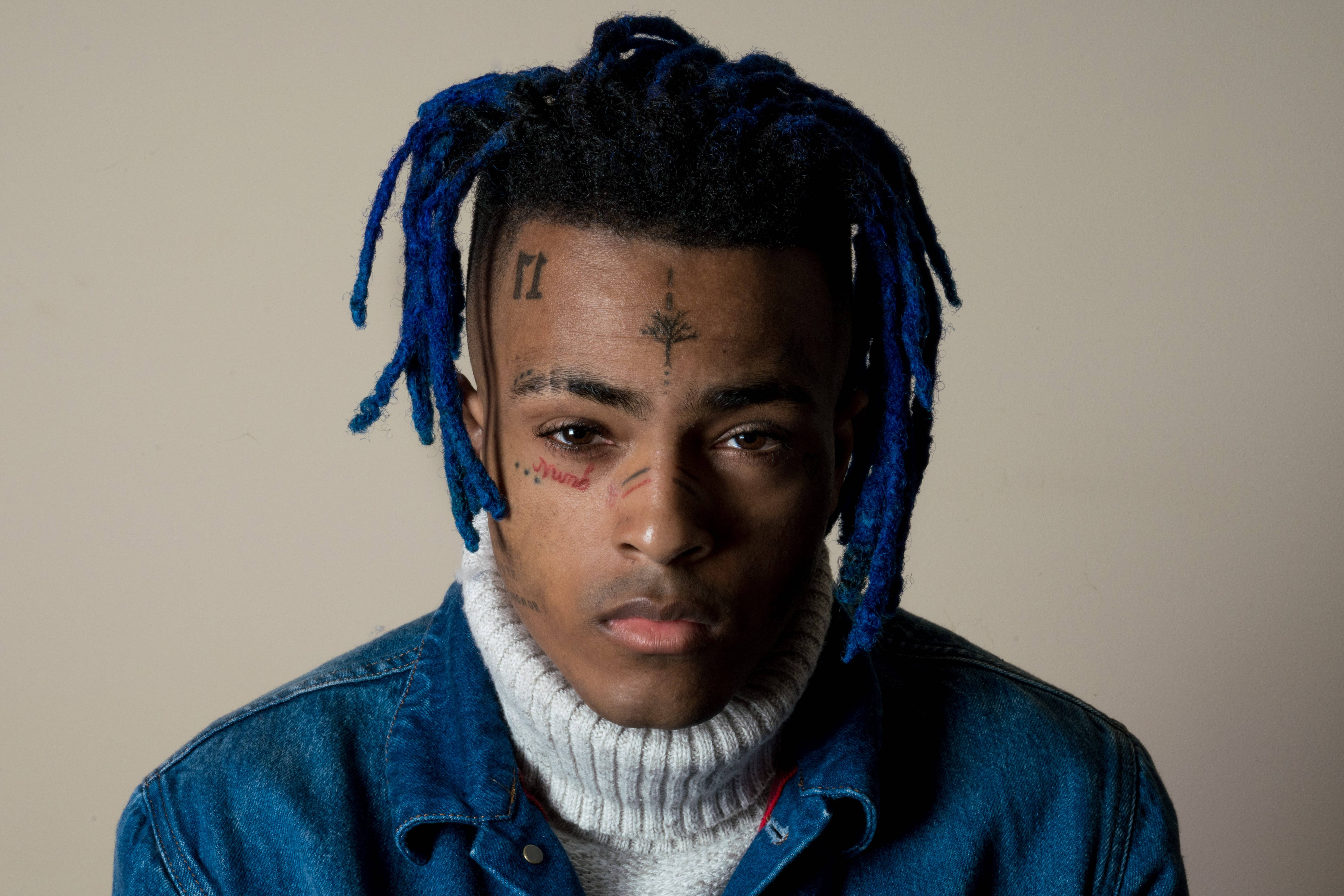 XXXTentacion, vibrant blue dreadlocks, facial tattoos, 5K Desktop Wallpaper