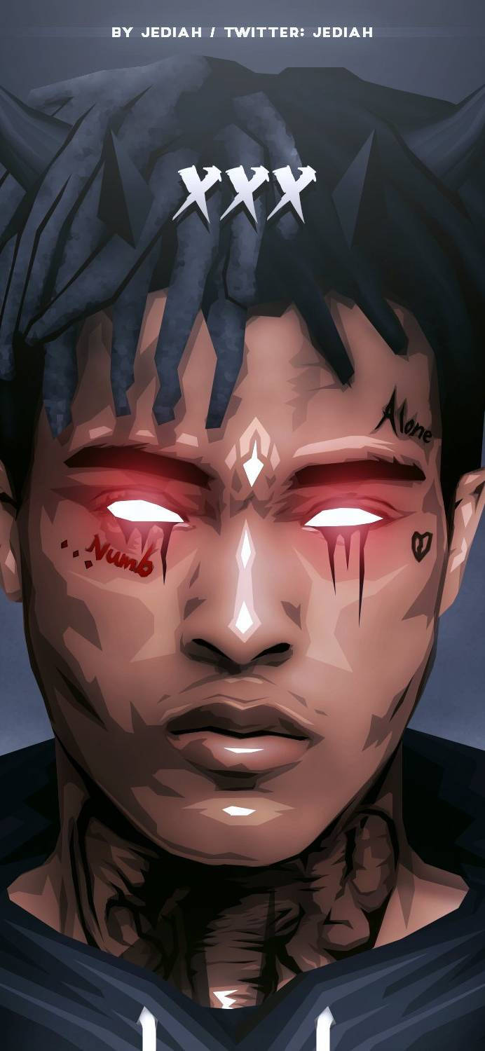 demon form, XXXTentacion, glowing red eyes, HD Phone Wallpaper