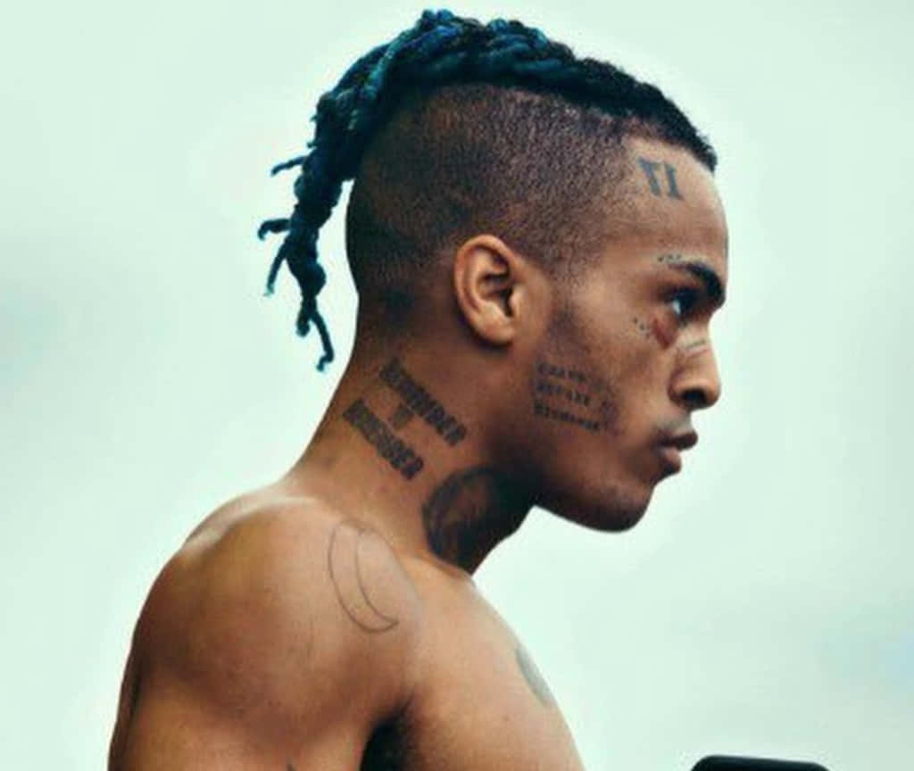 Xxxtentacion, blue dreadlocks, tattoos on neck and face, SD Desktop Wallpaper
