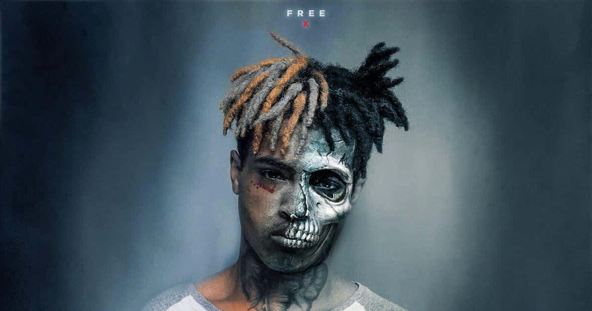 XXXTentacion, half-skull makeup, orange dreadlocks, SD Desktop Wallpaper