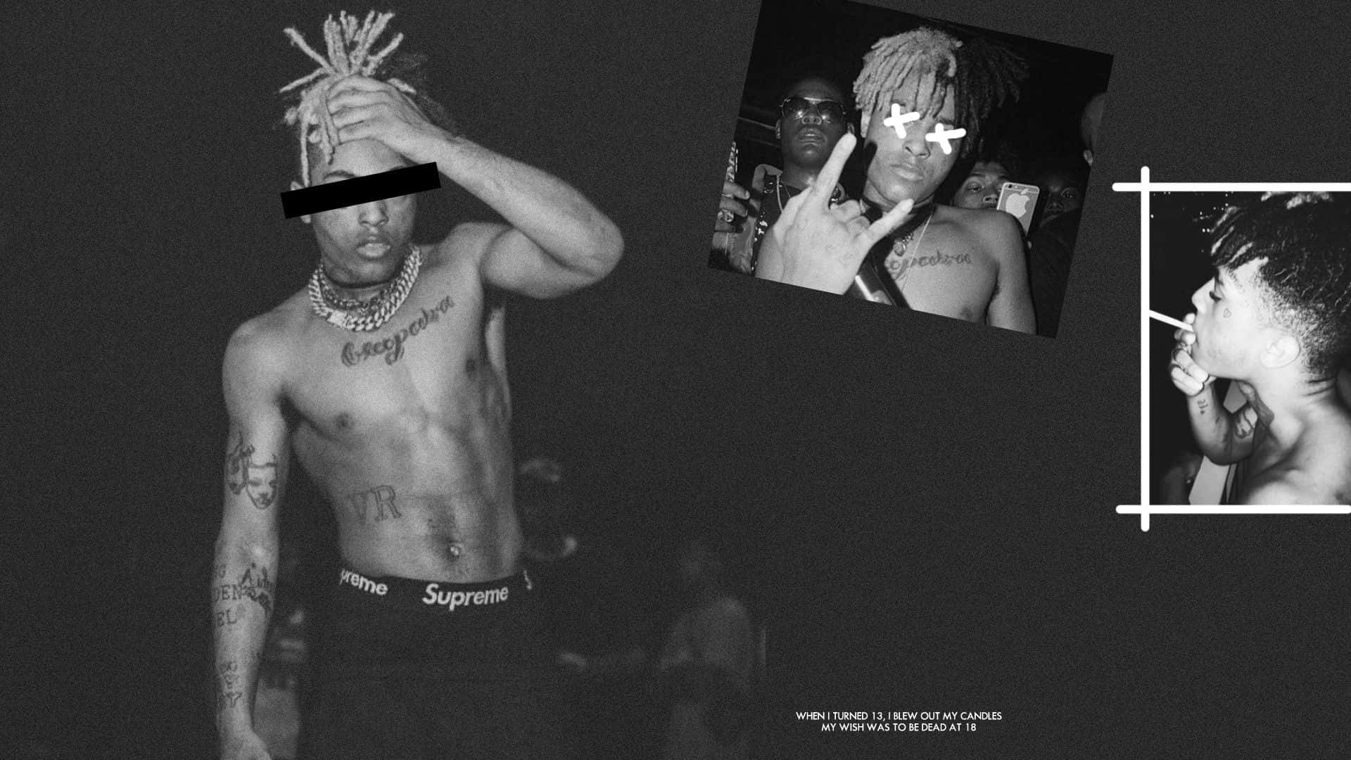 XXXTentacion, laptop, black and white collage, Full HD Desktop Wallpaper