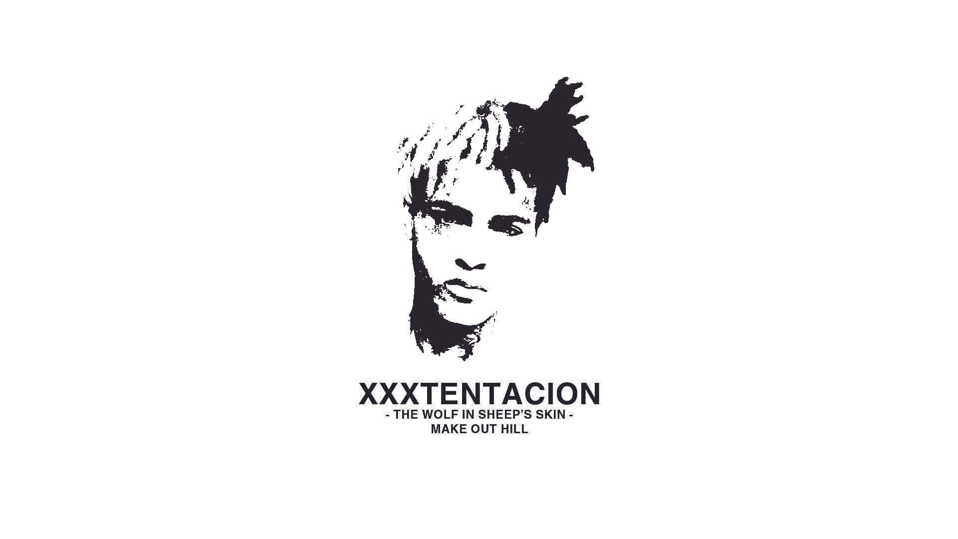 XXXTentacion, black ink portrait, stark white background, Full HD Desktop Wallpaper