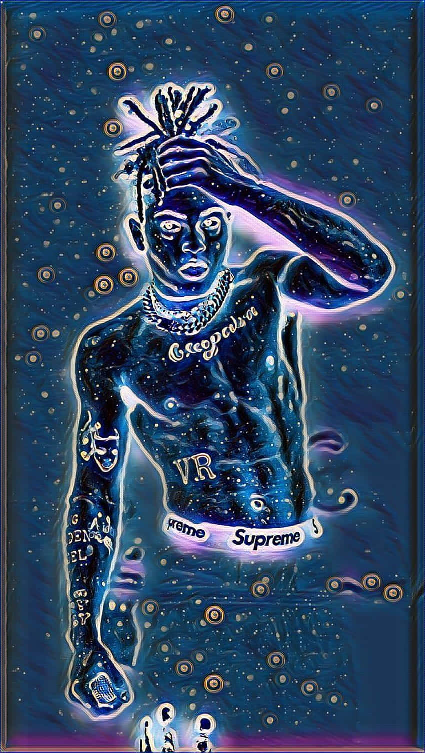 XXXTentacion, glowing blue figure, dreadlocks, HD Phone Wallpaper
