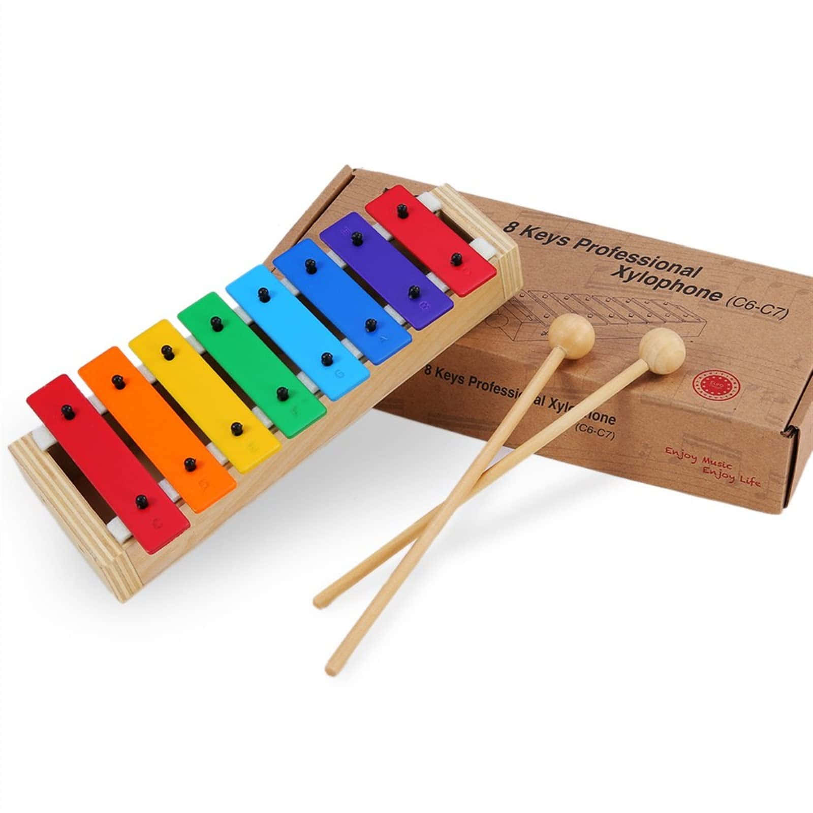 colorful8 key xylophone, rainbow-colored wooden xylophone, eight keys, HD Desktop Wallpaper
