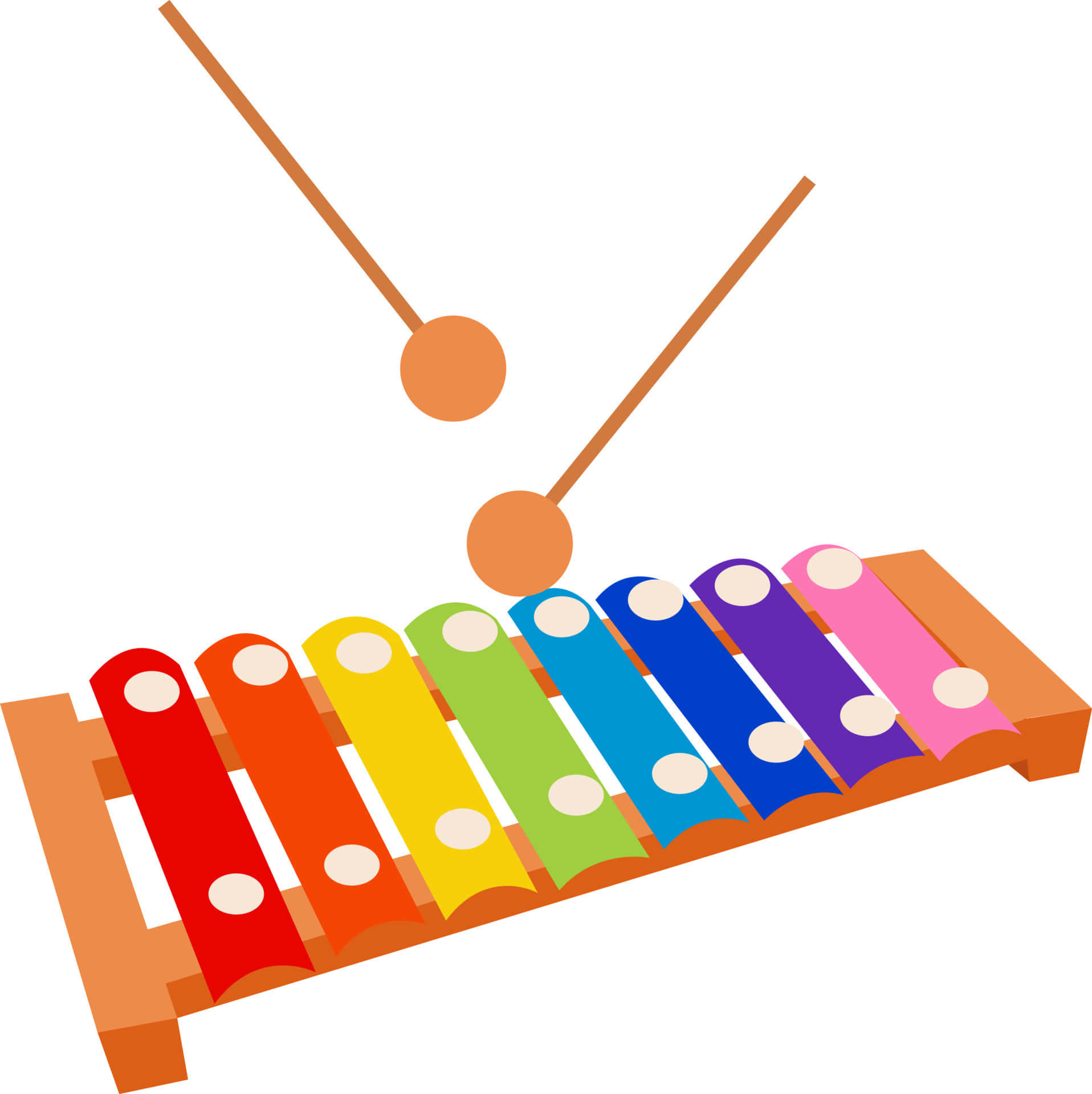 colorful cartoon xylophone, rainbow xylophone, wooden mallets, Full HD Phone Wallpaper