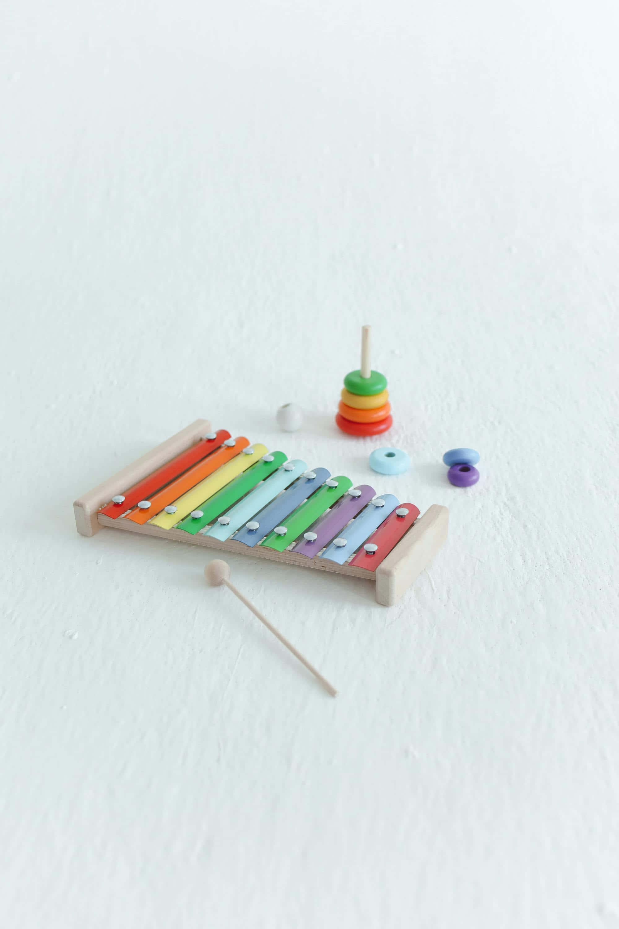 colorful wooden xylophone, rainbow keys, matching toys, 2K Phone Wallpaper