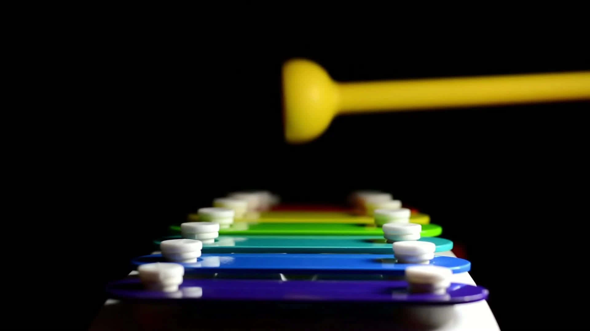 colorful xylophone, yellow mallet, rainbow-colored xylophone, Full HD Desktop Wallpaper