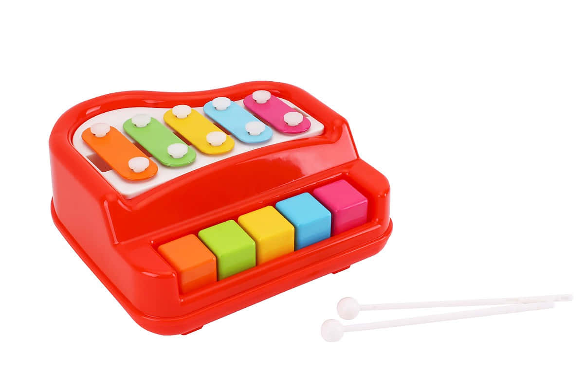 colorful childrens xylophone toy, bright red plastic toy xylophone, rainbow-colored bars, SD Desktop Wallpaper