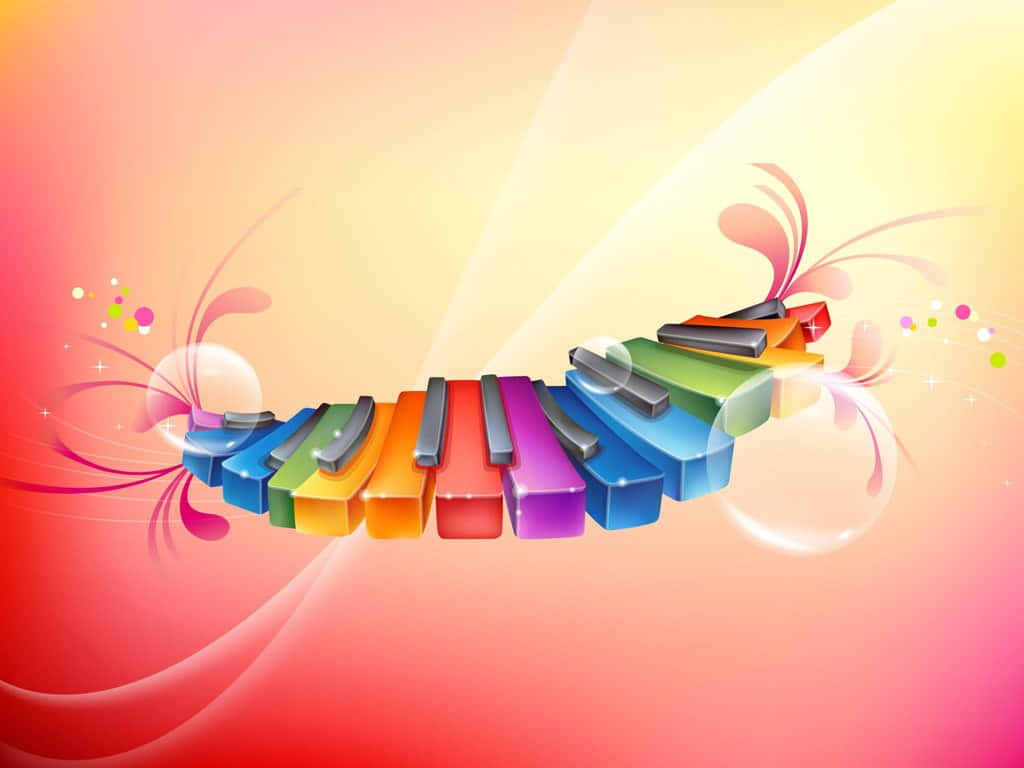 colorful xylophone artwork, rainbow piano keys, glowing gradient backdrop, SD Desktop Wallpaper