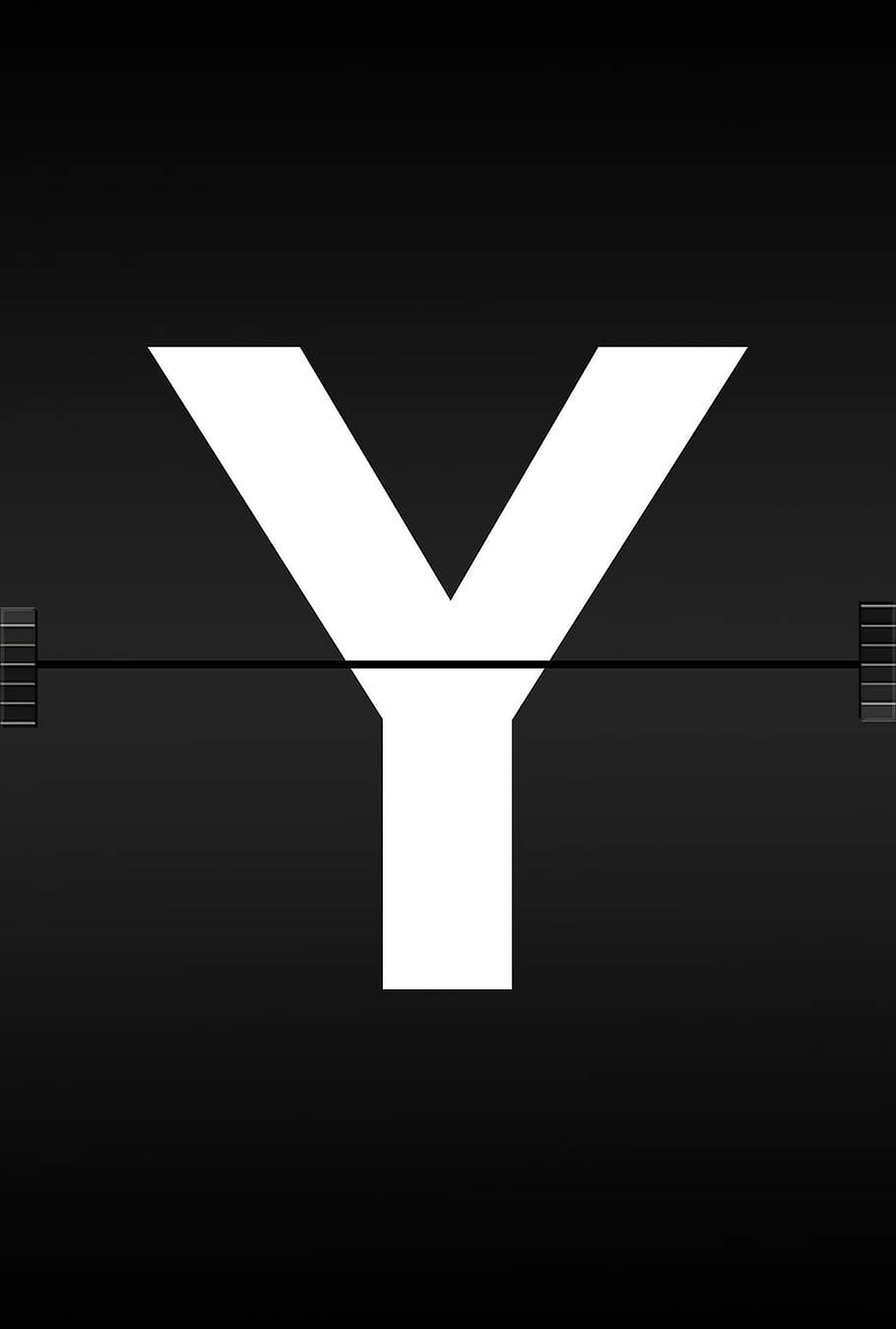 white letter Y, gradient black background, horizontal bars, Full HD Phone Wallpaper