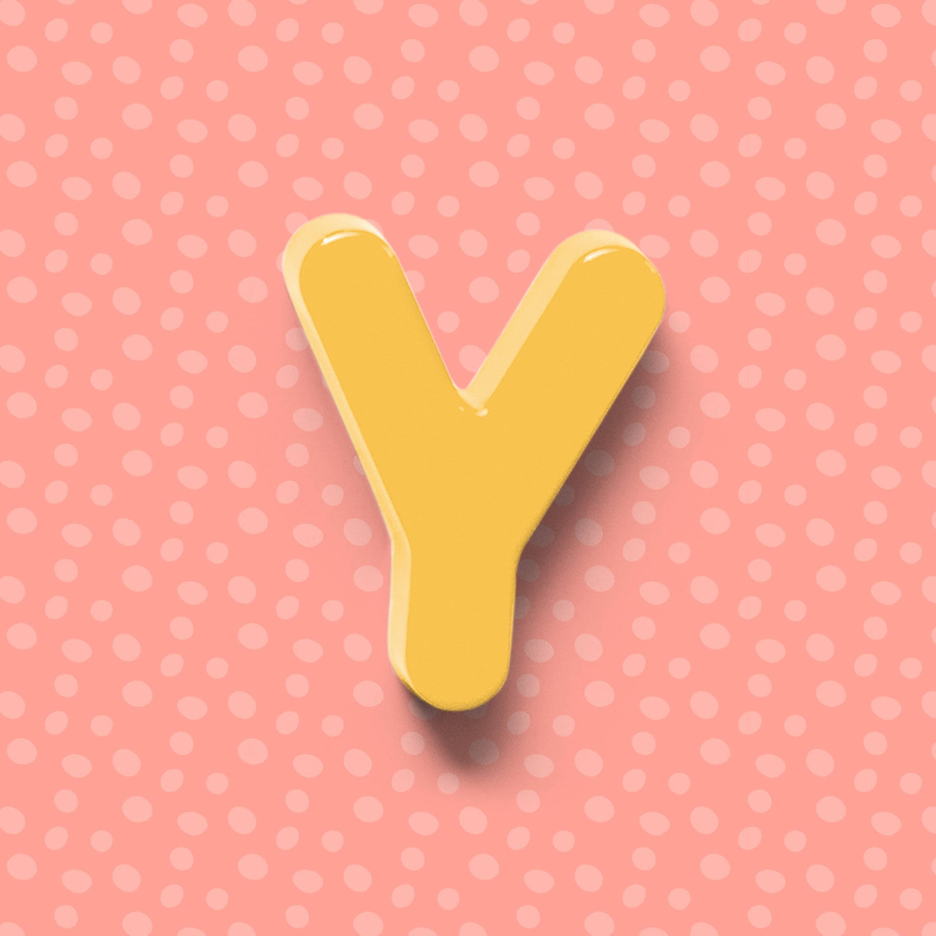 Letter Y, glossy yellow, pink background, Full HD Desktop Wallpaper