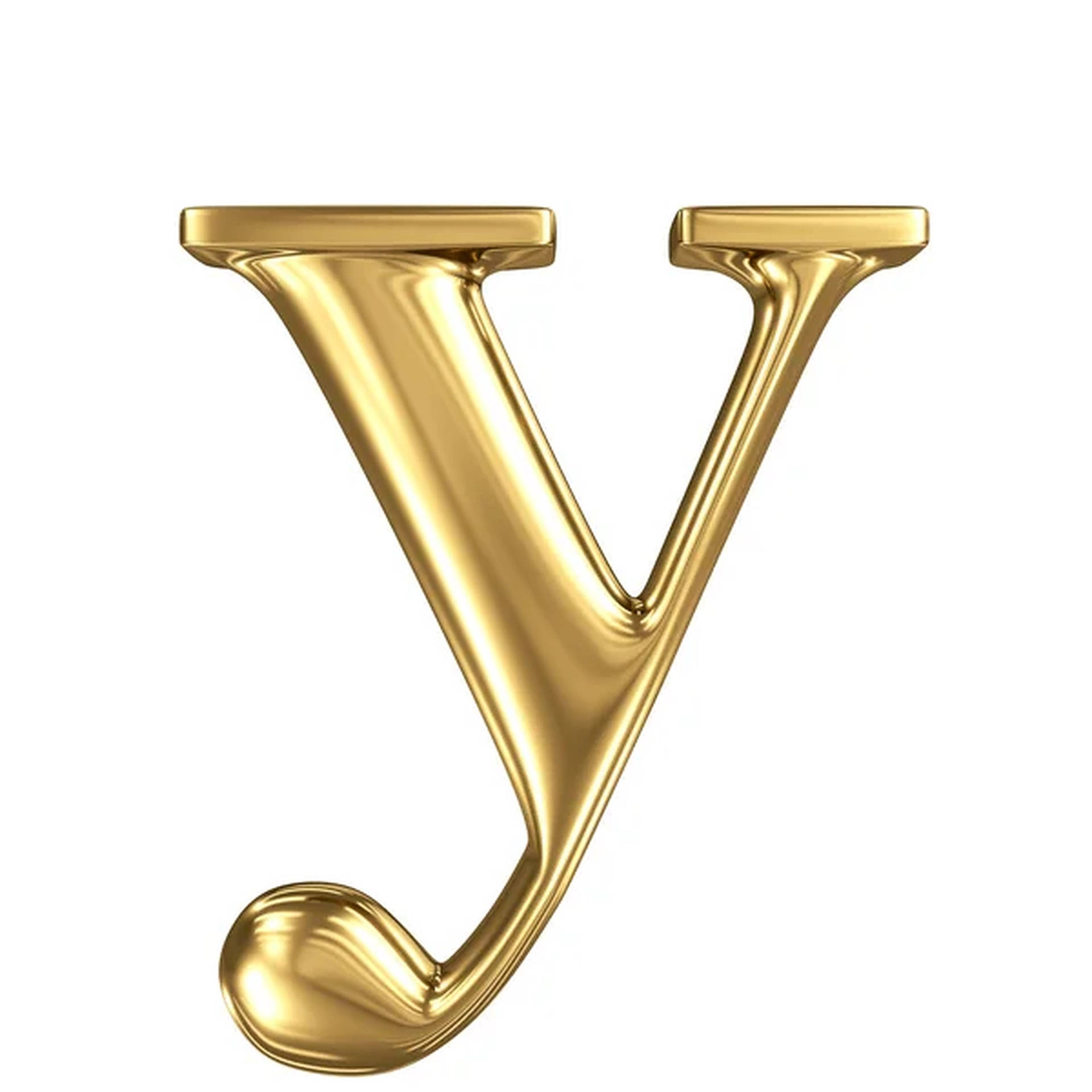gold letter Y, smooth reflective surfaces, pure white background, Full HD Desktop Wallpaper