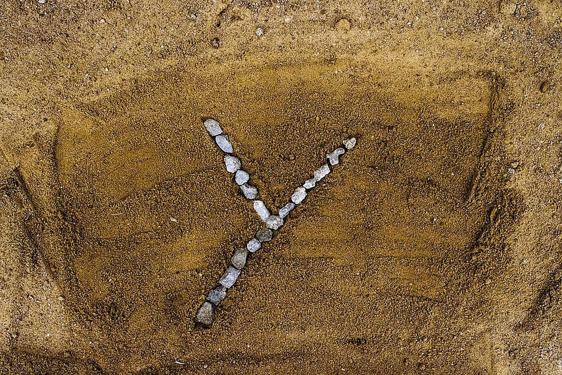Letter Y, gray stones, wet brown sand, Full HD Desktop Wallpaper