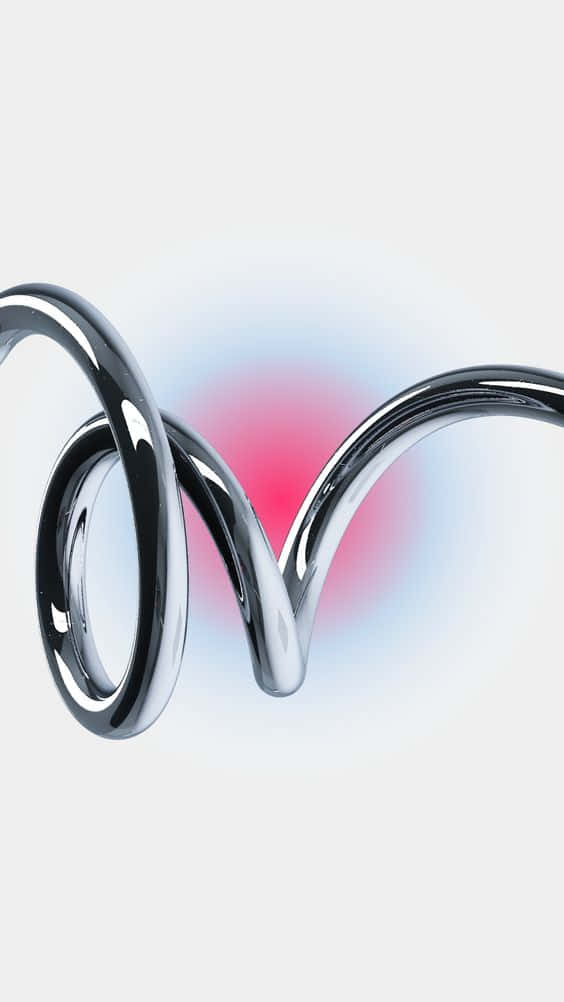 chrome, abstract curves, red and blue light, SD Phone Wallpaper