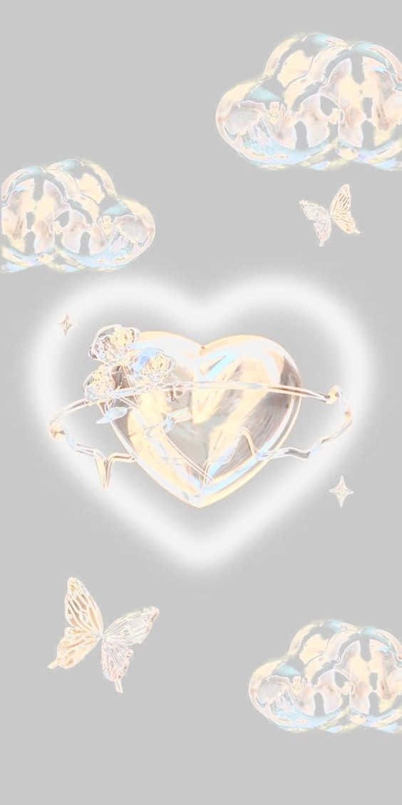 Y2 K Aesthetic, glowing translucent heart, roses and thorns, SD Phone Wallpaper