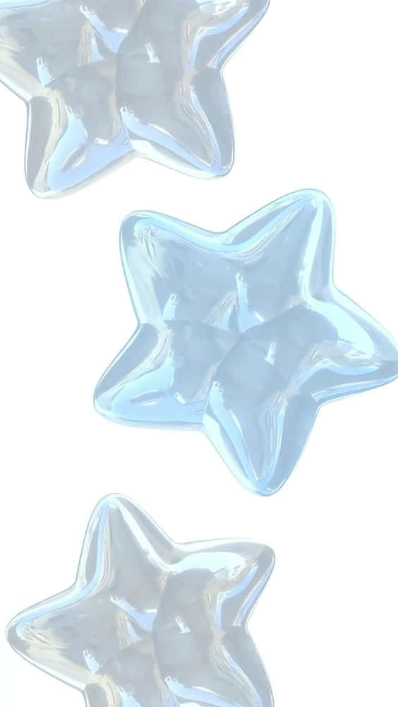 floating blue stars, 3 d render, translucent blue glass stars, SD Phone Wallpaper