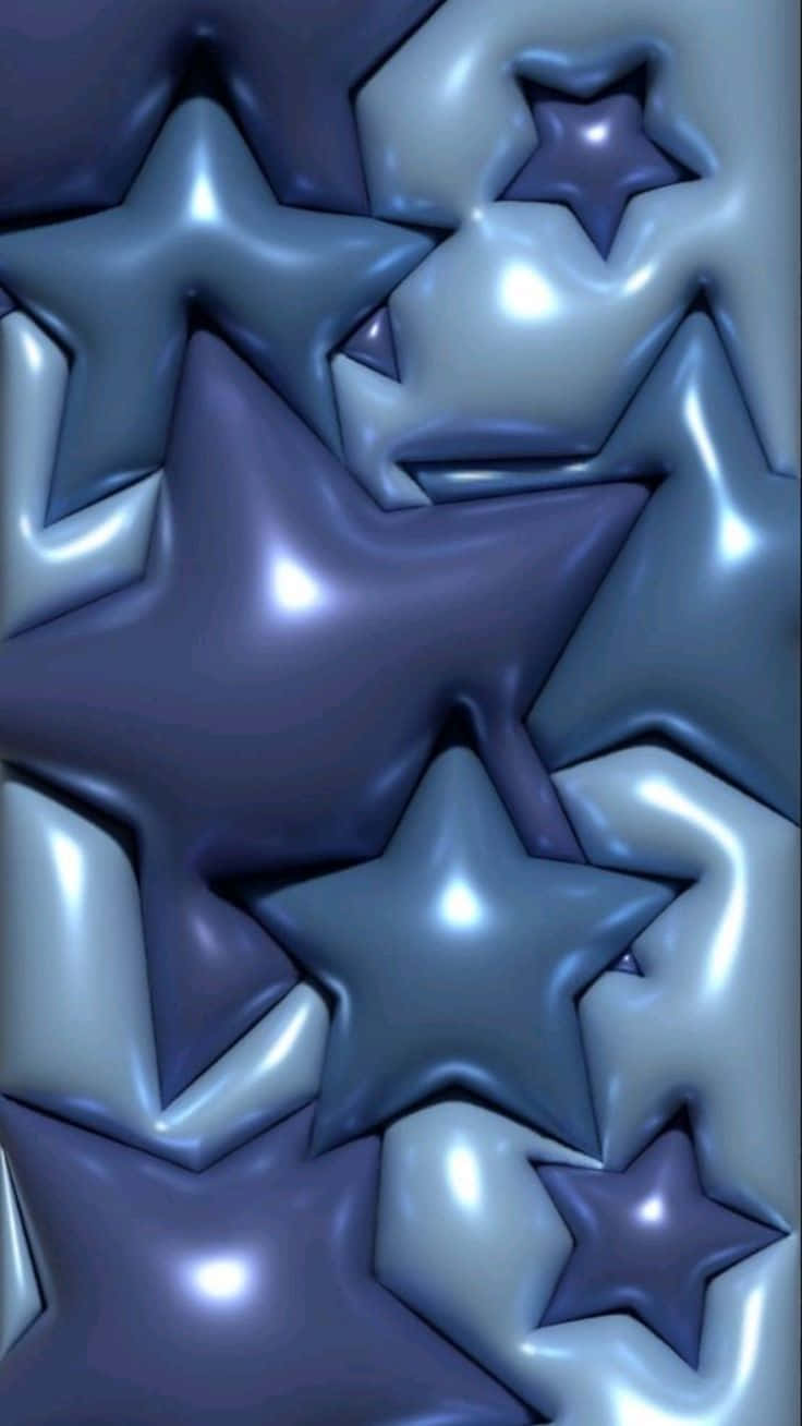 abstract blue stars3 d texture, shiny metallic stars, deep blue gradient, HD Phone Wallpaper