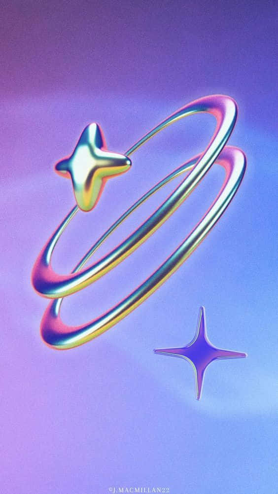 retro futuristic star rings, glowing metallic star, sleek ring, SD Phone Wallpaper